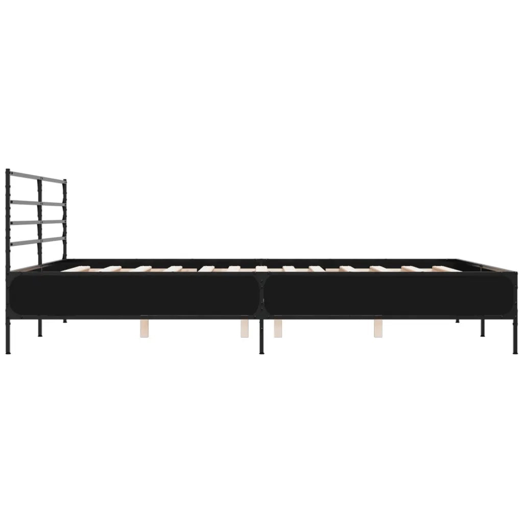Giroletto Nero 180x200 cm in Legno Multistrato e Metallo 3280057