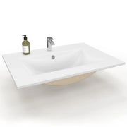 IDMarket - Lavabo rettangolare da incasso in ceramica bianca L. 61 x L. 46 x H. 17 cm