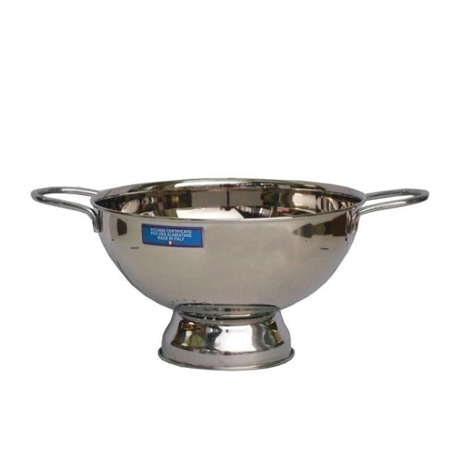 Montini Guerino 8000701002800 Scolapasta in Acciaio Inox 24 cm con 2 Manici Atermici colore Acciaio