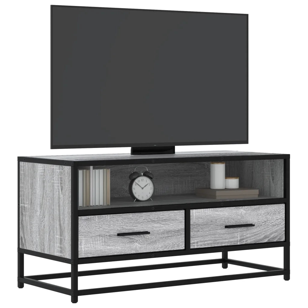 Mobile TV-Credenza TV-Console TV Grigio Sonoma 80x34,5x40 cm Legno Multistrato Metallo 572779