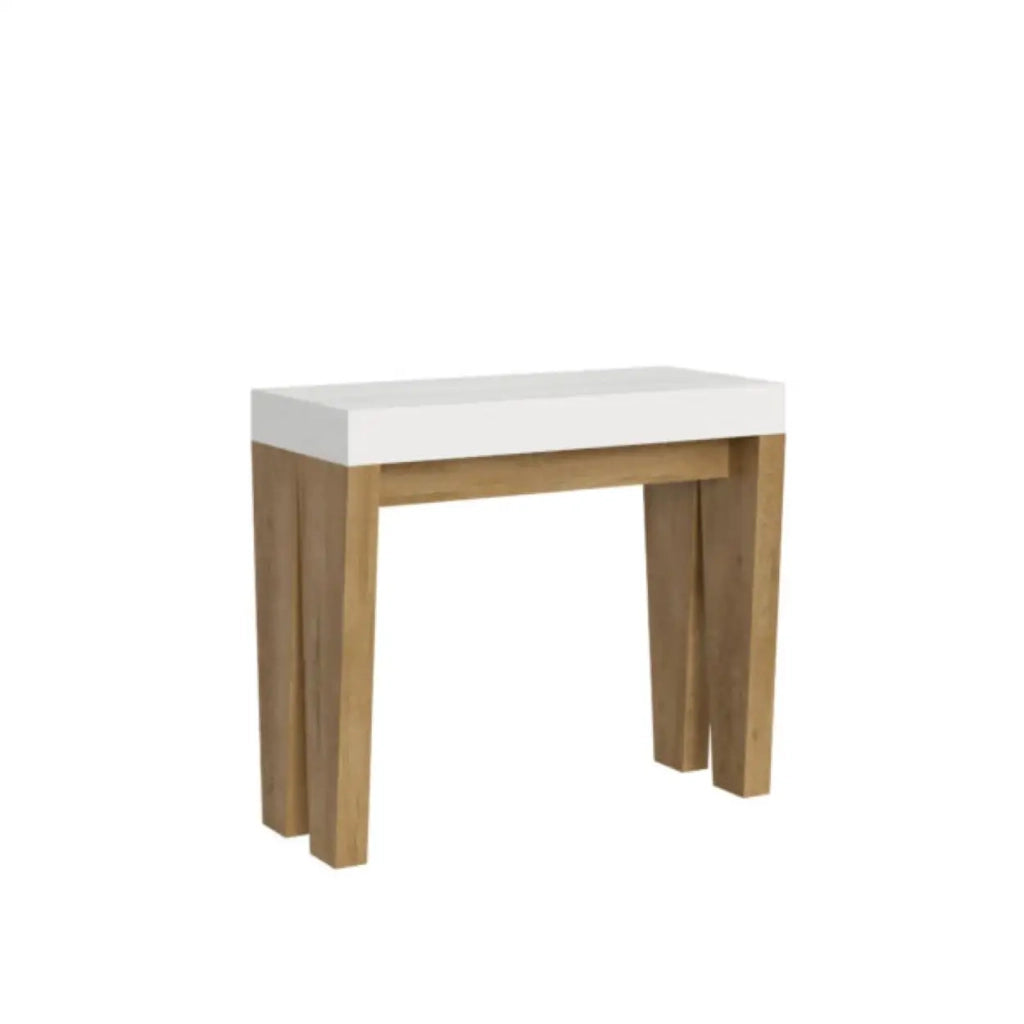 Consolle allungabile 90x40/300 cm Spimbo Mix piano bianco frassino - struttura quercia natura