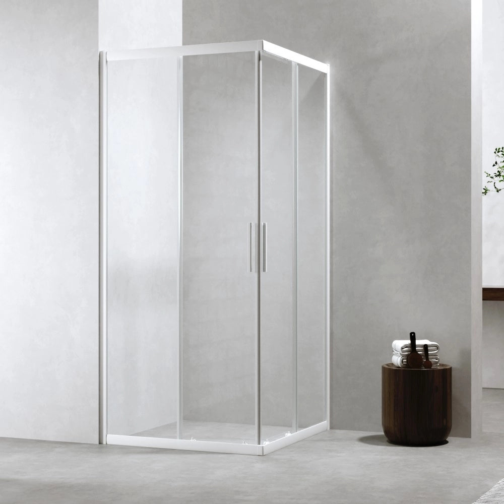 Cabina Doccia 80x80 Cm h190 Scorrevole Profili Bianco Opaco Vetro 6 mm Trasparente| Neat