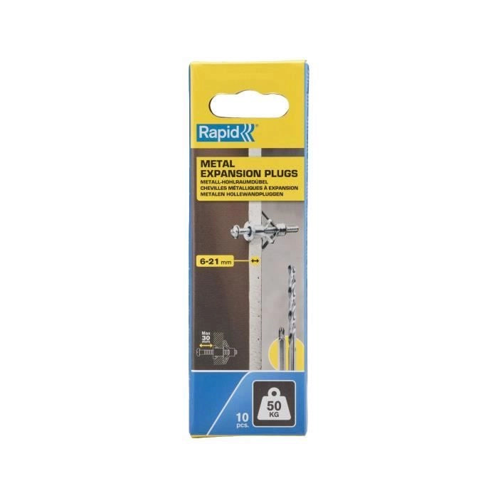 Blister da 10 pezzi. tasselli ad espansione metallici 13x52 viti m6x63 5001553 rapidi