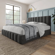 Letto matrimoniale contenitore 140x200 cm con materasso, grigio