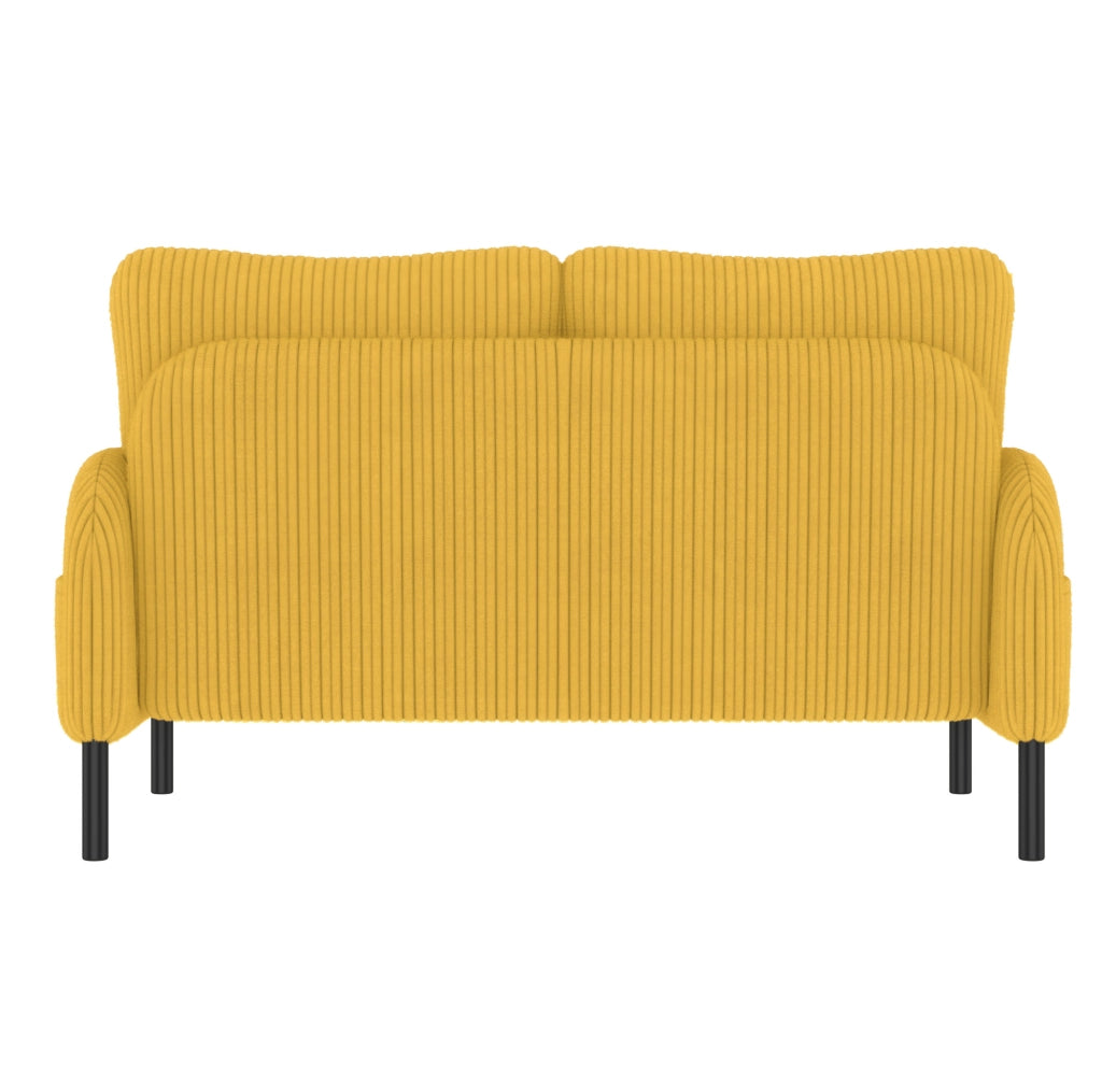 Divano a 2 posti in velluto a coste giallo 120 x 75 x 79 cm con tasca laterale e struttura in metallo