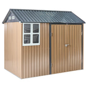 Capanno da giardino walk-in 235 x 175 cm in acciaio con chiusura a bullone resistente ai raggi UV impermeabile marrone