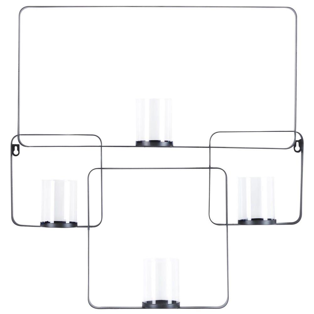 Candeliere in metallo nero 65 cm moderno portacandele da parete