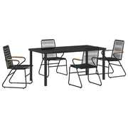 Set da Pranzo per Giardino 5 pz | Set Salotto da Giardino Nero