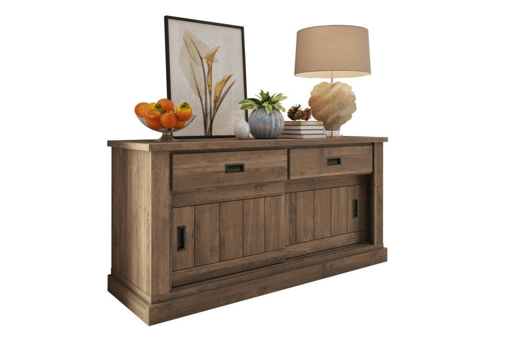 Madia Lupara, Credenza 2 Ripiani, 138x50x95h cm Marrone Noce