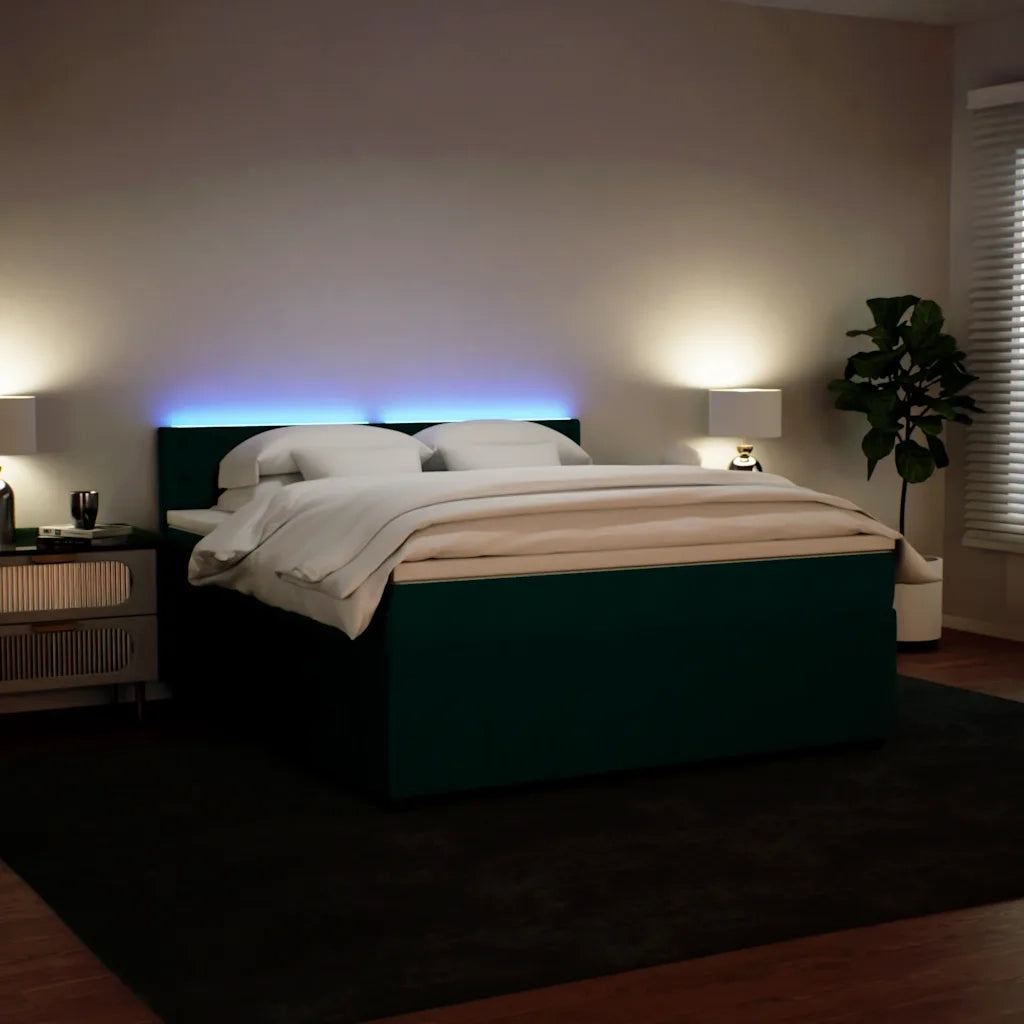 Giroletto a Molle con Materasso Verde Scuro 180x200 cm Velluto 3290121