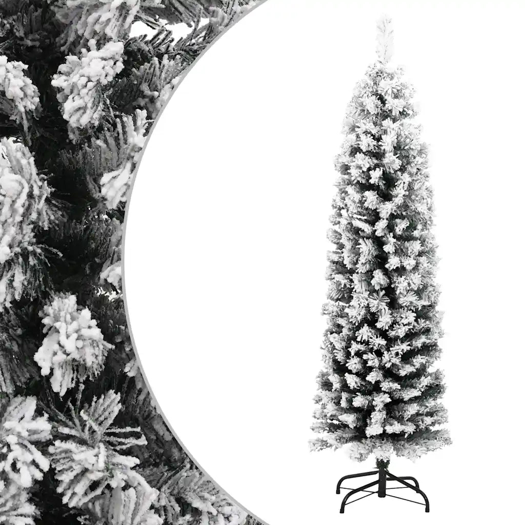 Albero di Natale Artificiale Sottile con Neve Verde 150 cm PVC cod mxl 17072