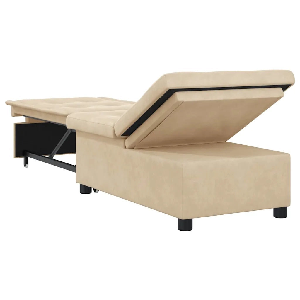 Divano Letto Estraibile Crema 194 x 67 x 82 cm Microfibra 42008611