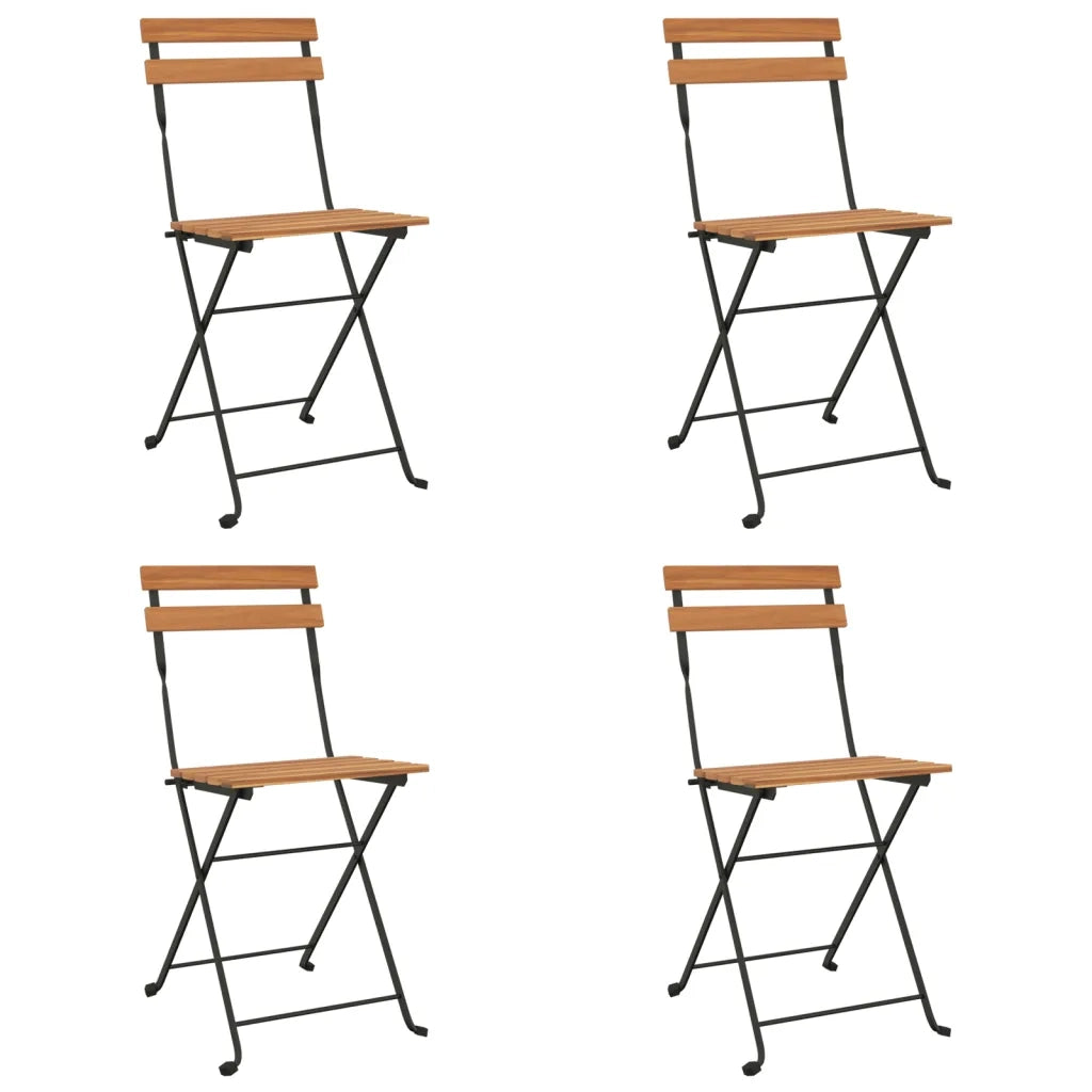 Set Bistrò Pieghevole 5pz in Legno Massello di Acacia e Acciaio 3152098