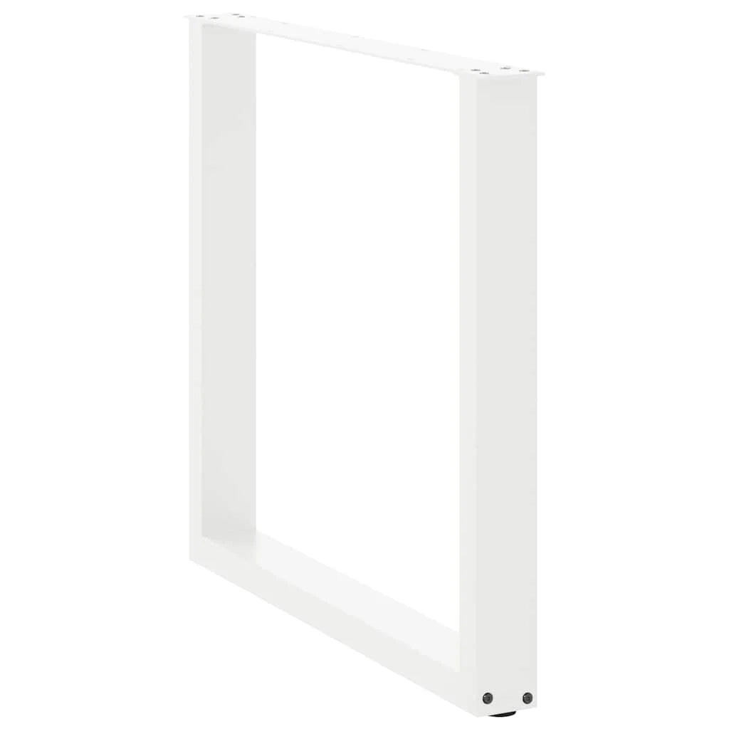 Set di 3 gambe robuste per tavolo da pranzo a forma di U 90 x 73 cm con piedini regolabili design moderno acciaio bianco 02_0057449