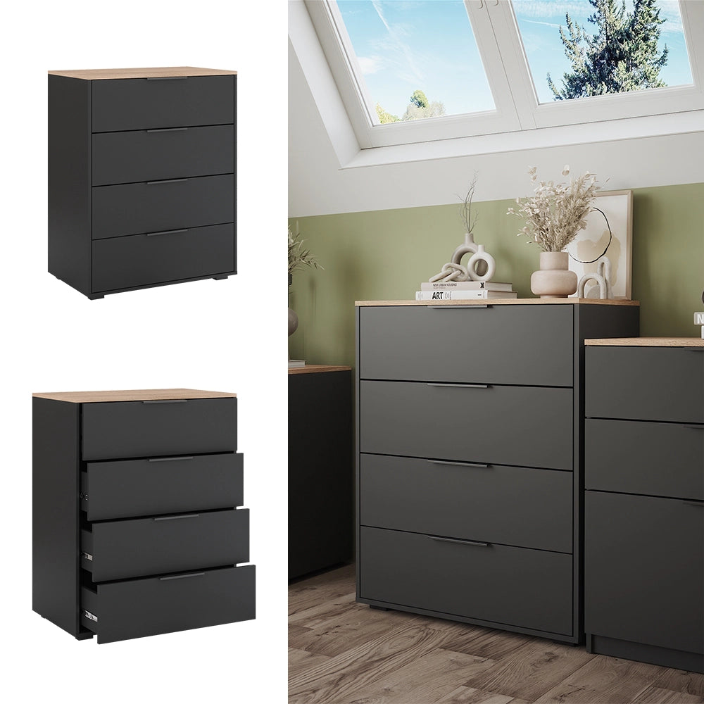 Vicco Credenza Antracite 30 x 83.6 cm con 4 cassetti