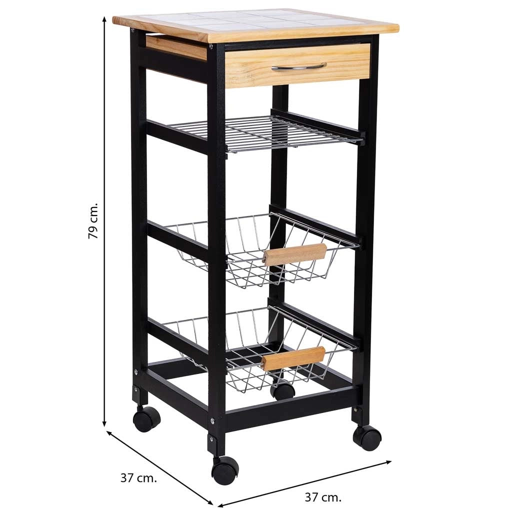 Carrello cucina in legno 37x37x79h cm