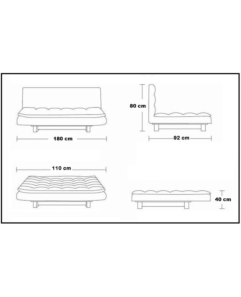 Divano letto 3 posti, reclinabile in microfibra bianco 180 cm Sicorage Soffy