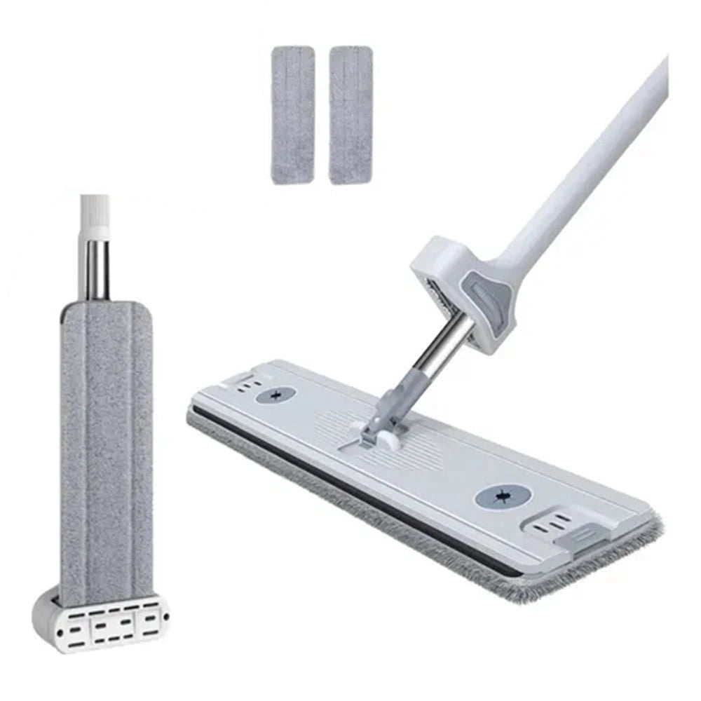 Trade Shop - Scopa Mocio Piatto Con Panni In Microfibra Strizzatore Per Pulizia Lava Pavimenti Casa -