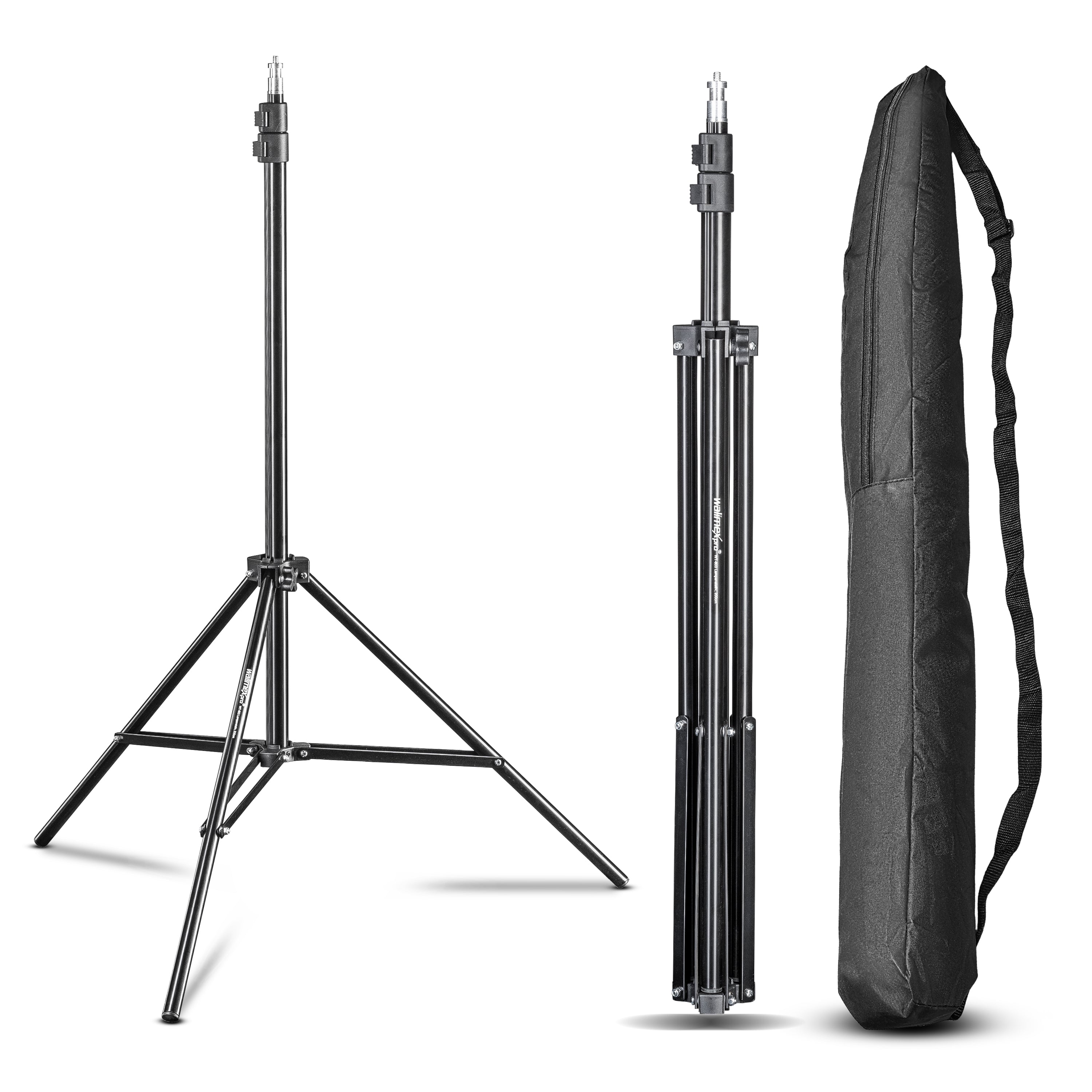 WT-803 Stativo per luci con adattatore Set di 2 - Treppiede in alluminio per studio foto, altezza max 208 cm portata max 3,5 kg per flash softbox