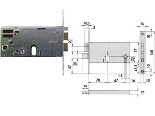 ELETTROSERRATURA DA INFILARE PER FASCE MM.77 H 1446  mm.70 (14460700) frontale mm.16    CISA