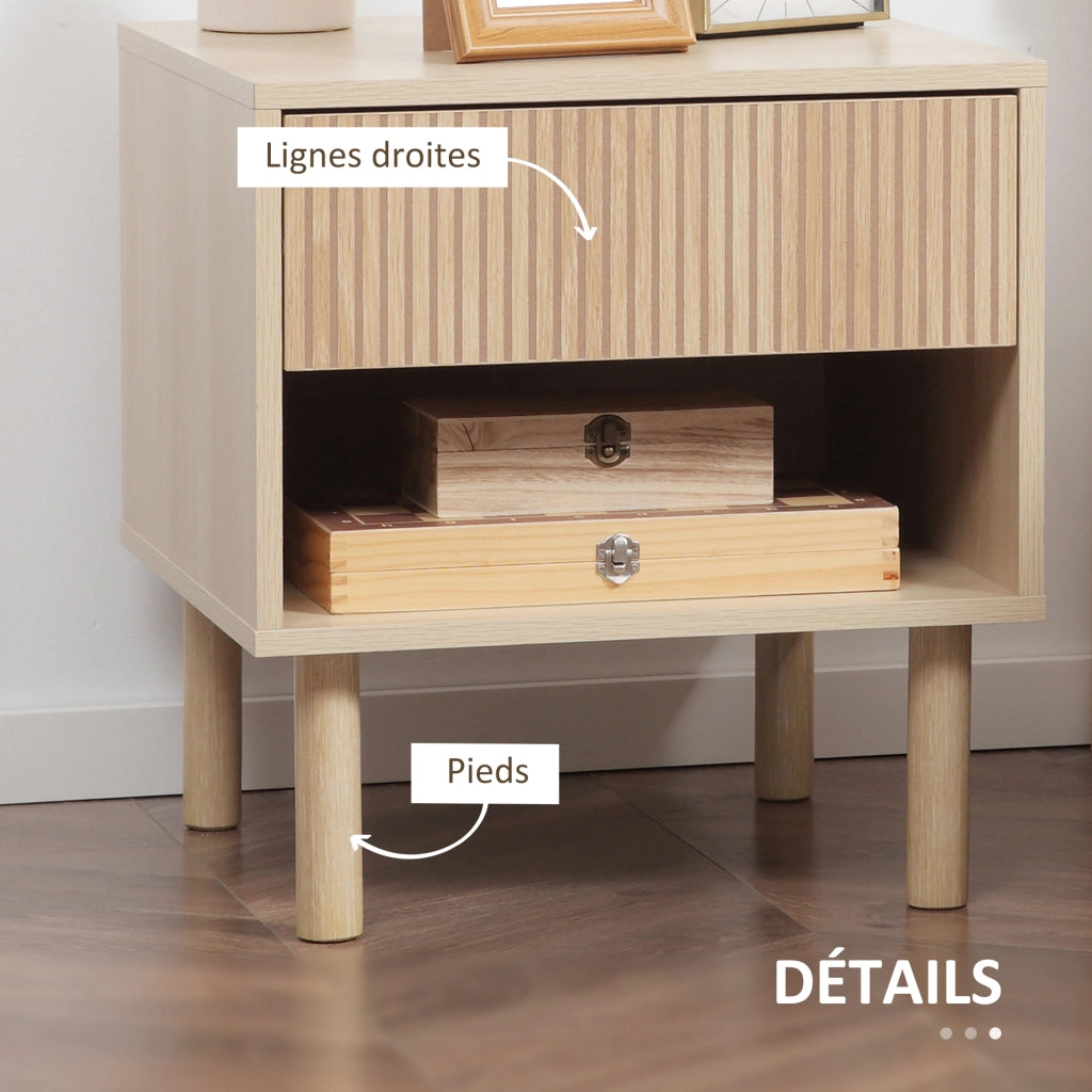 Comodino ¨C zephmum ¨C legno naturale 47x47x50 cm