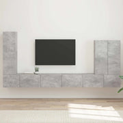 Set di Mobiletto da TV a Parete 6 pcs Grigio cemento