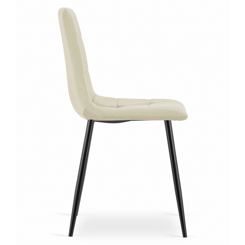 Set di 3 sedie KARA in velluto beige chiaro e gambe nere