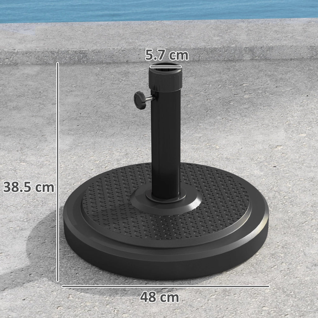 Base per Ombrellone Rotonda per Pali da Ø3,8 e Ø4,8 cm in Calcestruzzo Rivestito in HDPE Nero