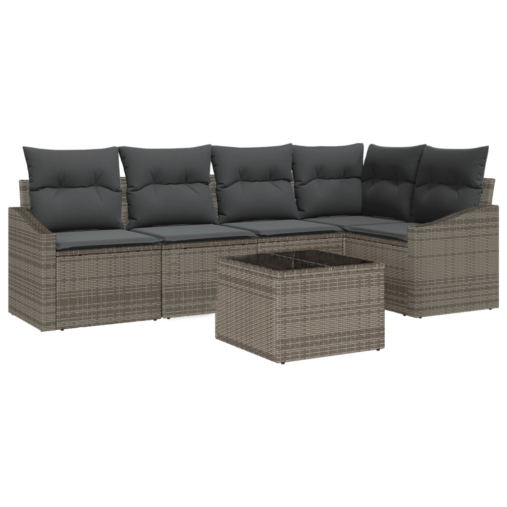 Set da Pranzo da Giardino 5 Pezzi con Cuscini Rattan Polirattan Nero