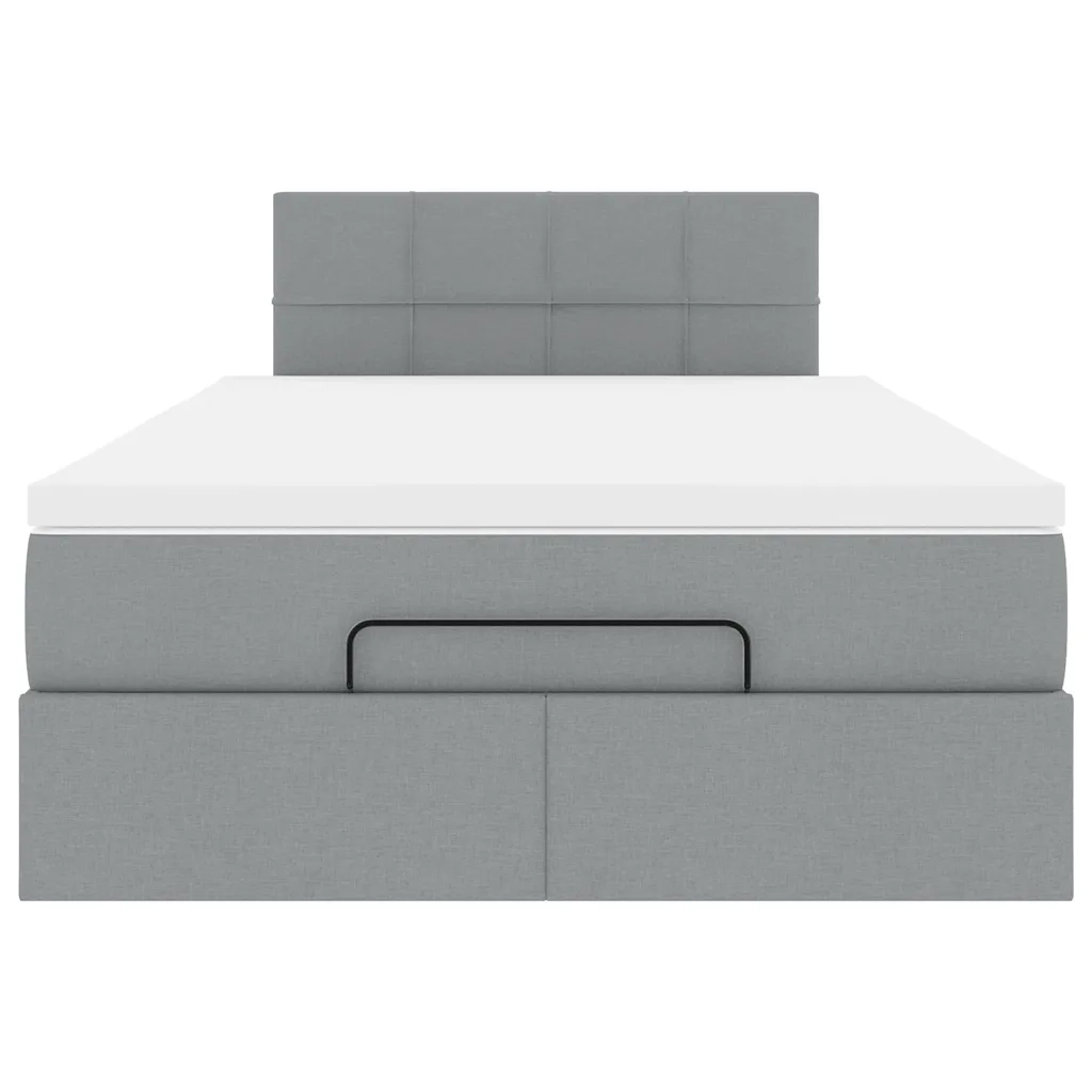 Pouf Letto con Materasso Grigio Chiaro 120x200 cm in Tessuto
