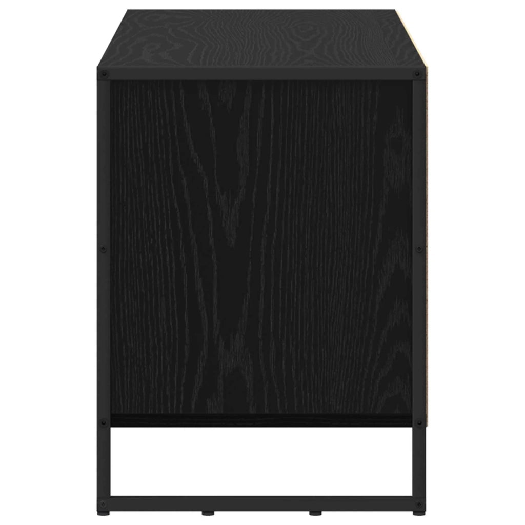 Mobile TV moderno in stile industriale con vano contenitore 100 x 36 x 49,5 cm realizzato in legno composito di rovere nero 02_0054535