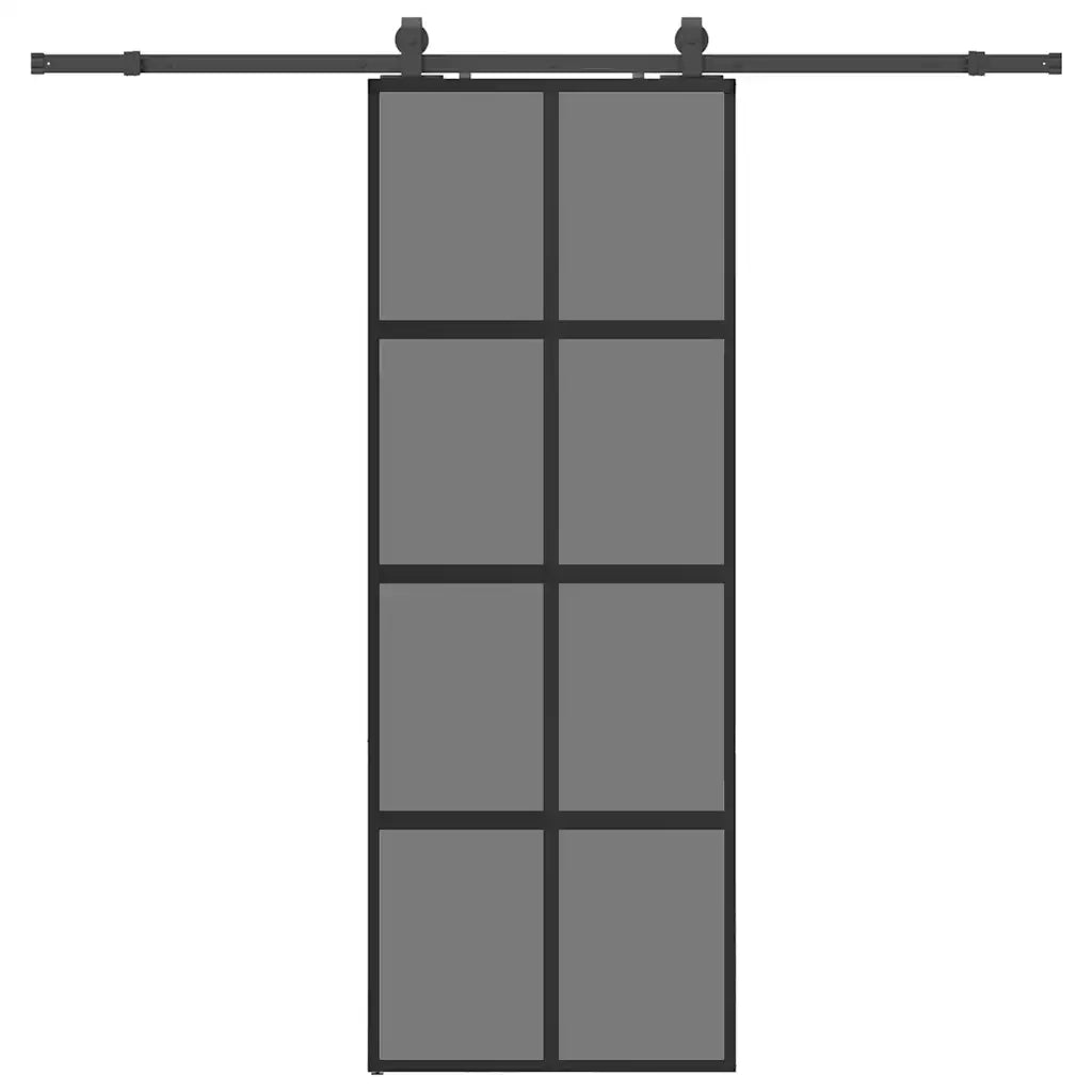 Porta Scorrevole Set Ferramenta Nera 76x205 cm Vetro Temperato