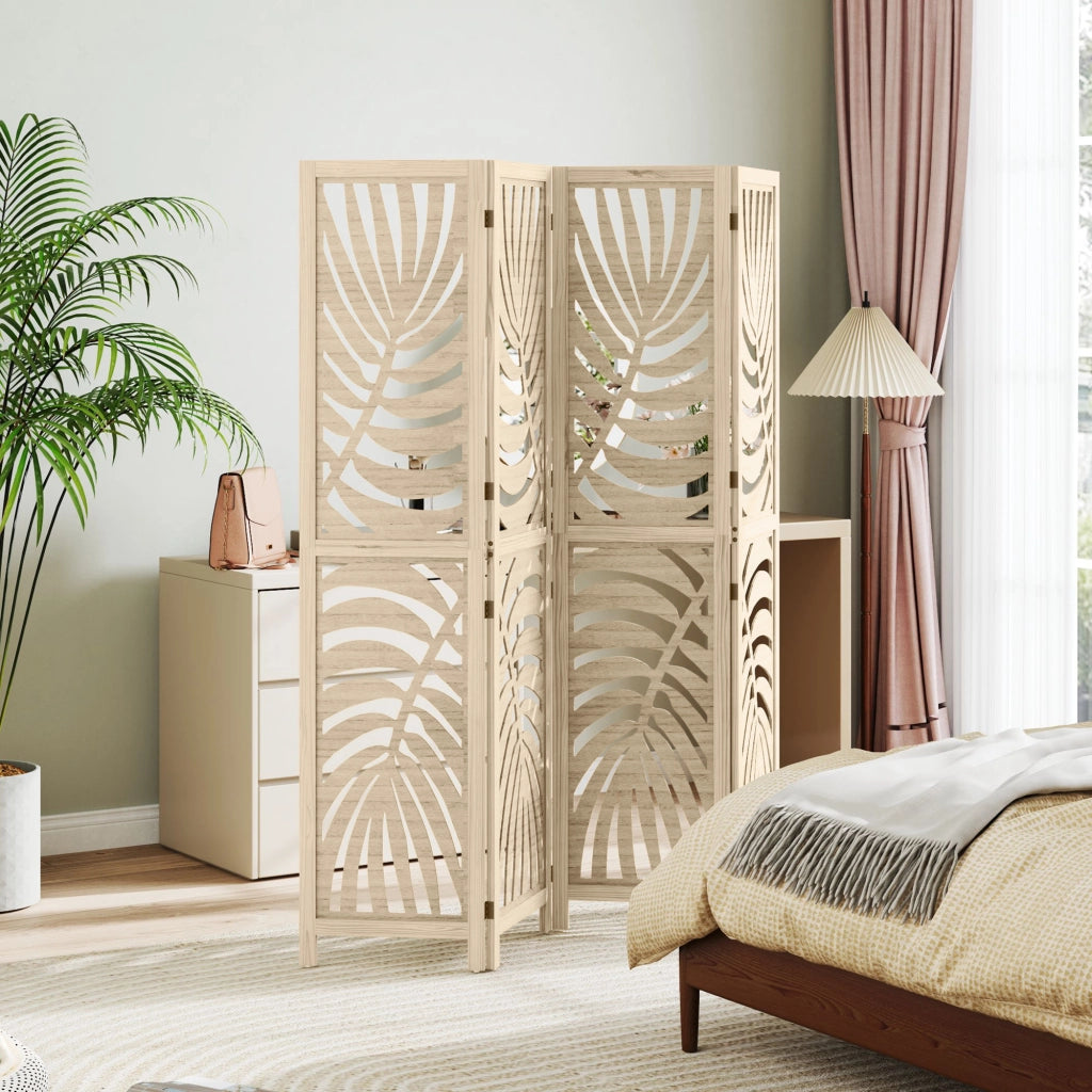 Paravento 4 Ante in Legno 160x170 cm ¨C zephmum ¨C Naturale