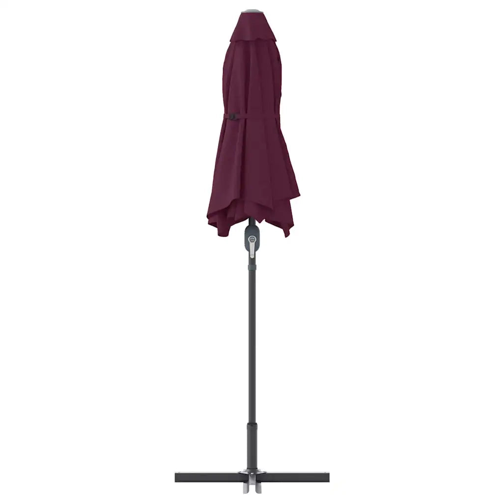 vidaXL Ombrello da giardino Rosso bordò 370 x 197 x 239 cm
