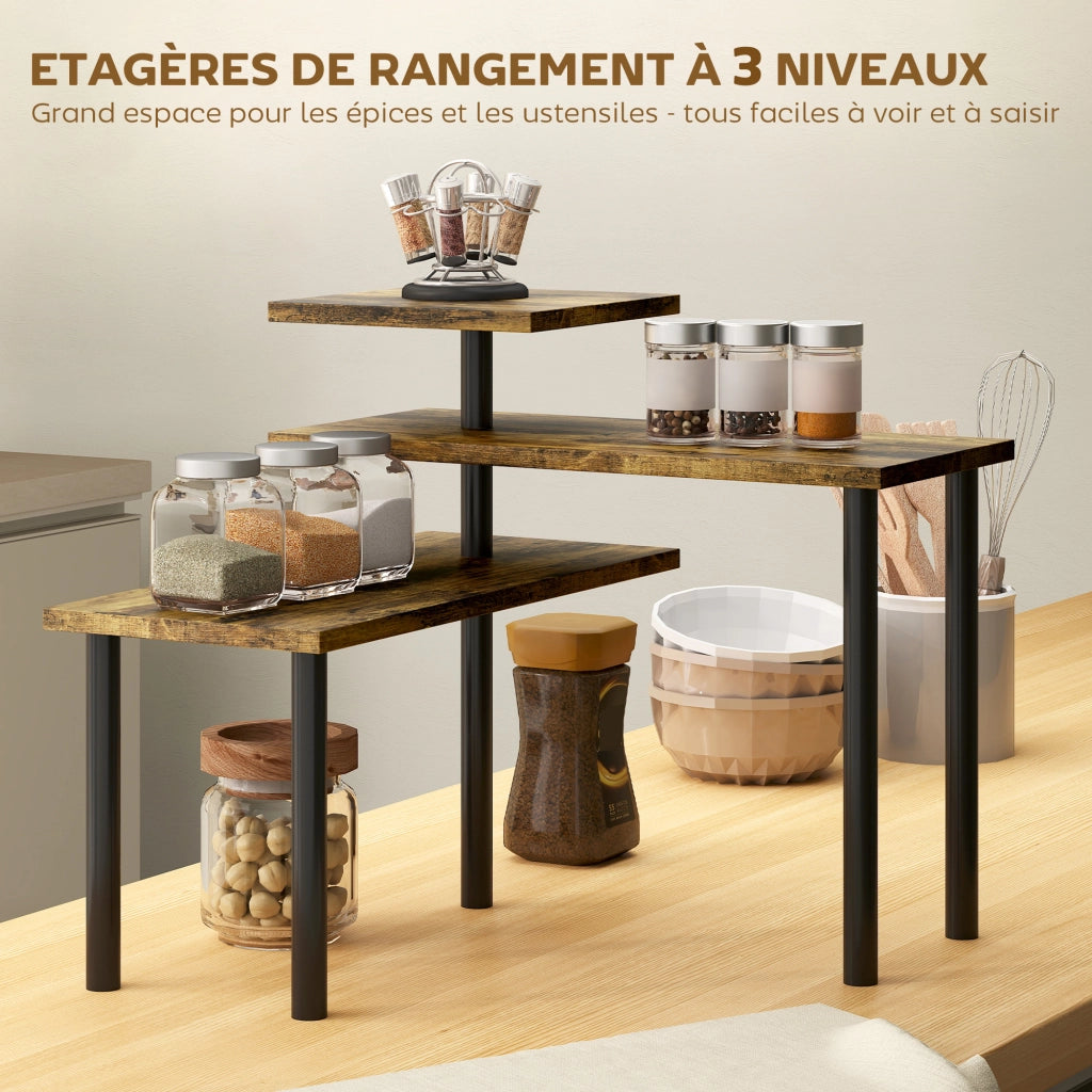 Etagere angolare 3 livelli ¨C zephmum ¨C metallo marrone 40x18x36,5 cm