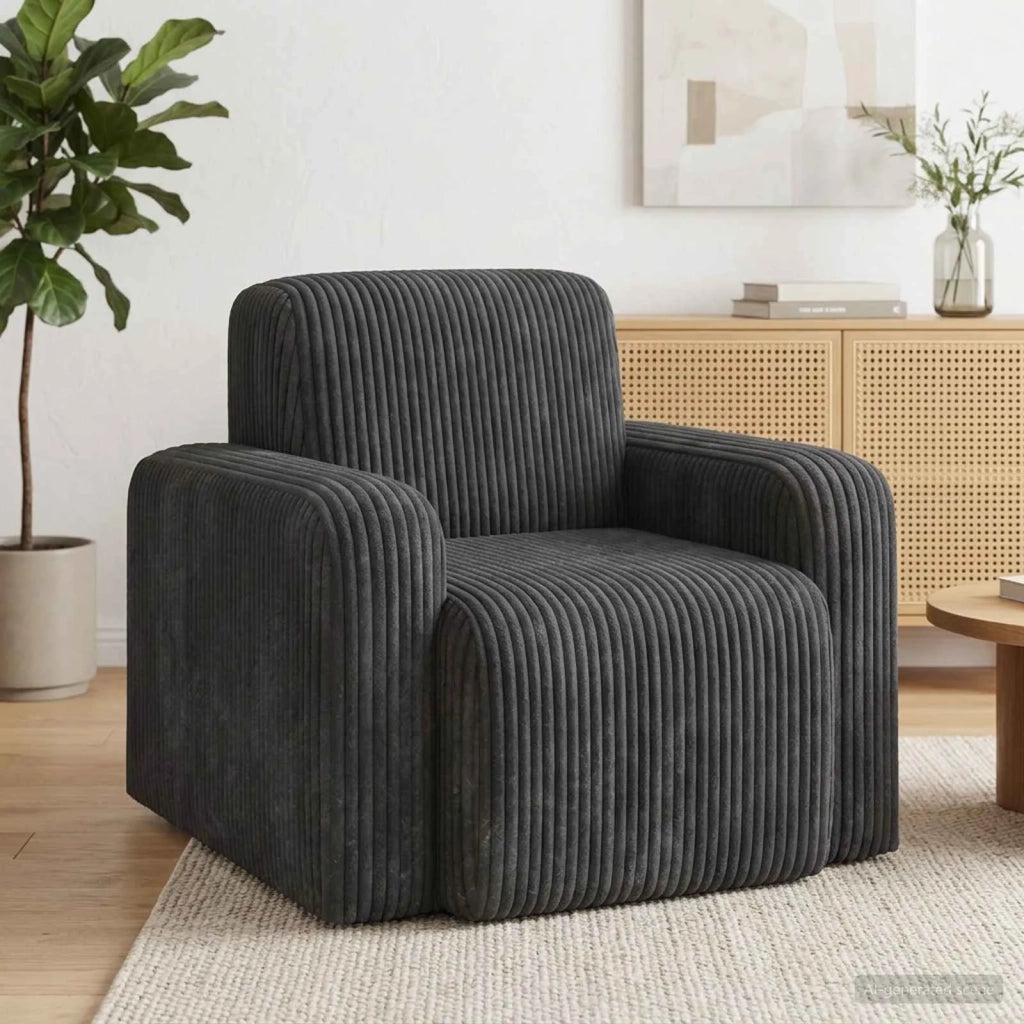 Poltrona-Divano Sedia-Poltroncina Grigio Scuro corduroy