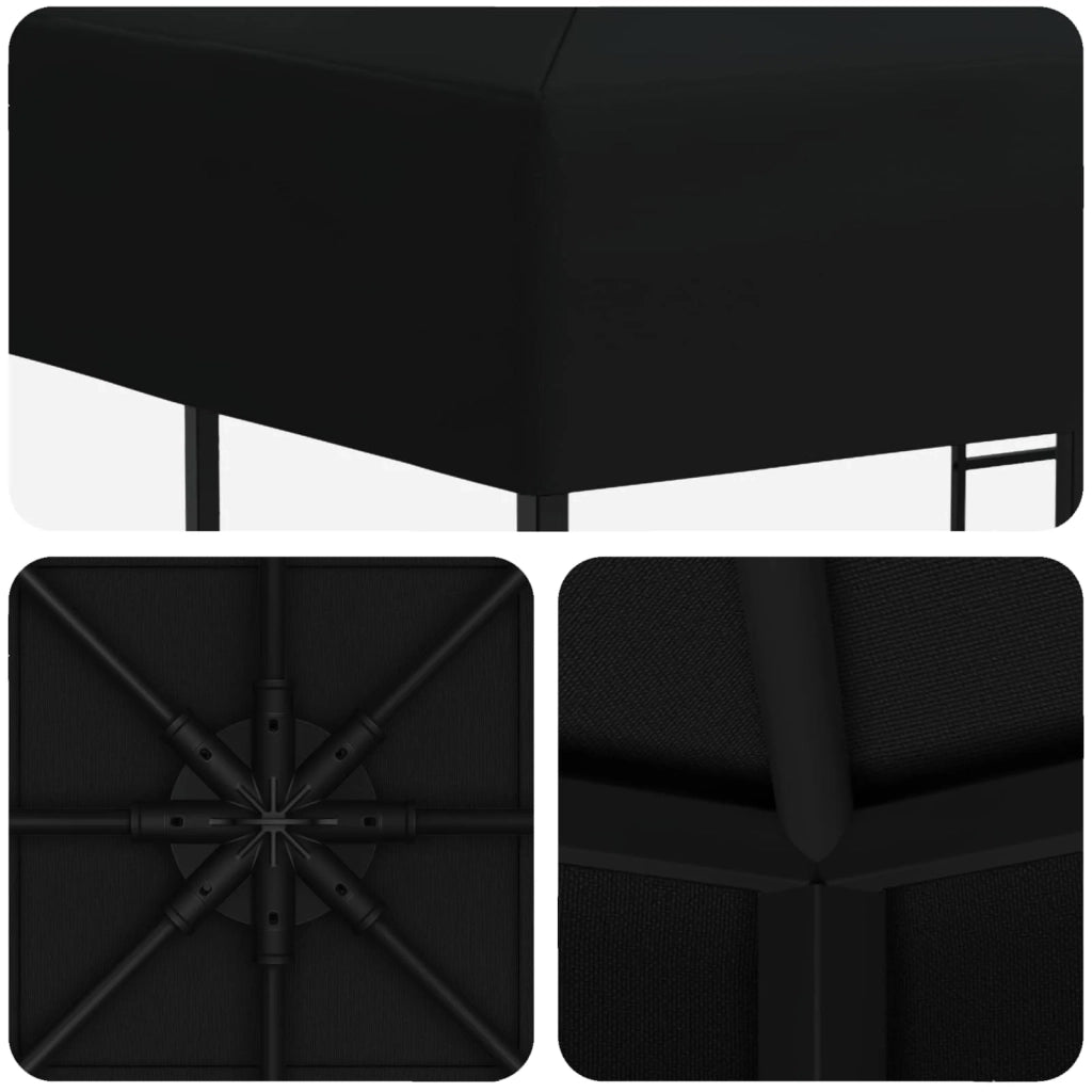 Gazebo 3 x 3 m Nero Poliestere e Acciaio 190 gsm