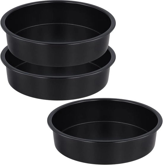 Set di forme per torte a forma rotonda da 3 - Forme per torte in acciaio inossidabile antiaderente - 21,5 cm - Profondità 5,3 cm - Ideali per torte multi-layer - Forme per torte