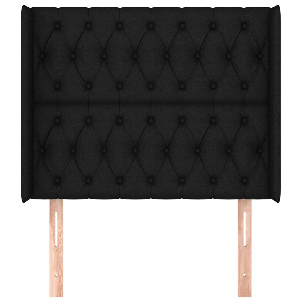 Testiera | Testata ad Orecchio Nera 103x16x118/128 cm in Tessuto
