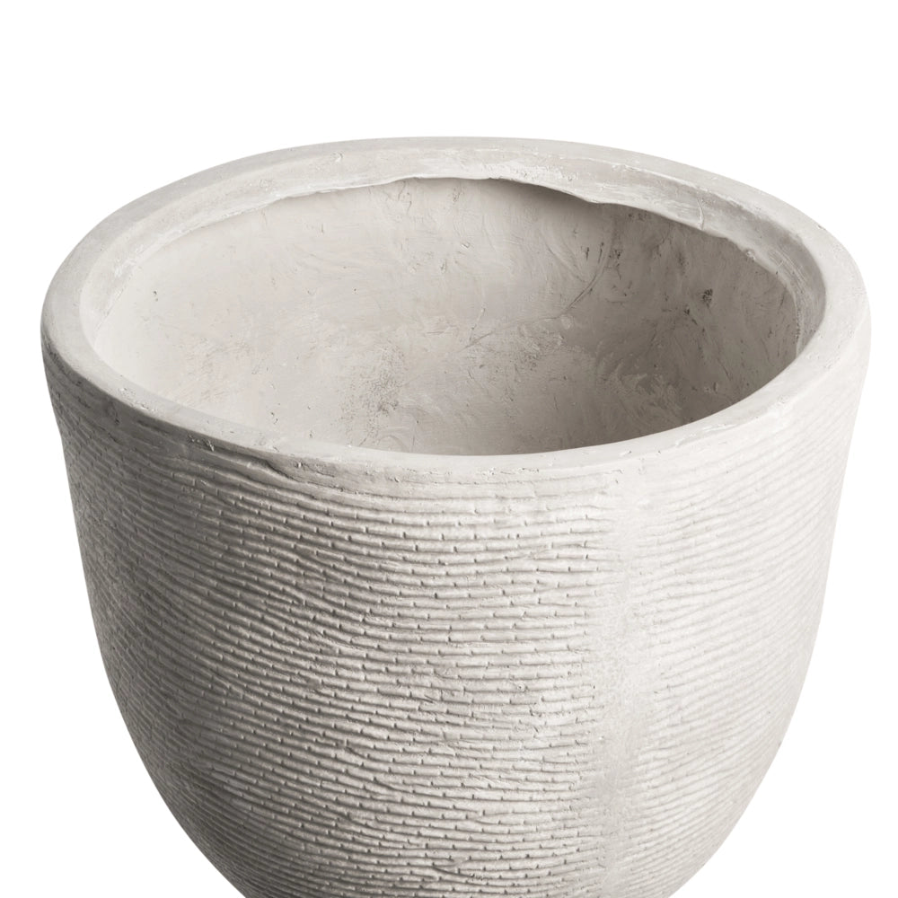 Fioriera grigio chiaro in fibra di argilla verniciata per interni ed esterni rotonda 47 x 47 x 40 cm alta design moderno soggiorno giardino