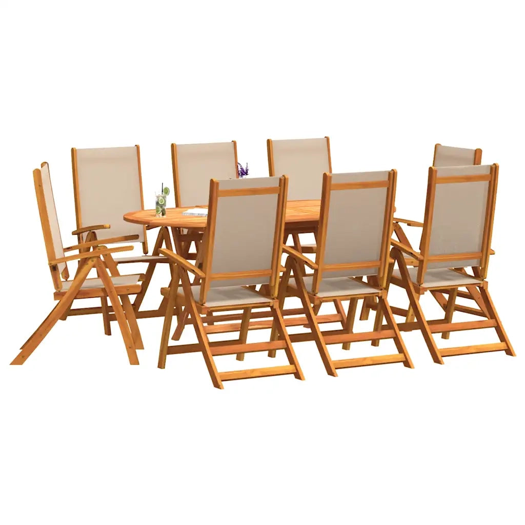 vidaXL Set Pranzo da Giardino 9pz Legno Massello di Acacia e Textilene