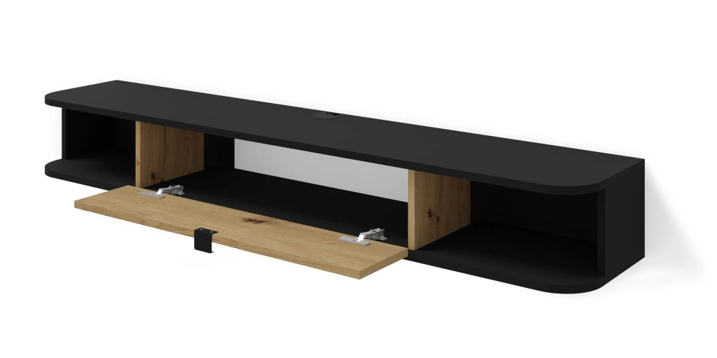 BIM FORNITURE mobile tv soggiorno ICARUS cm 156x29x20 nero opaco e rovere