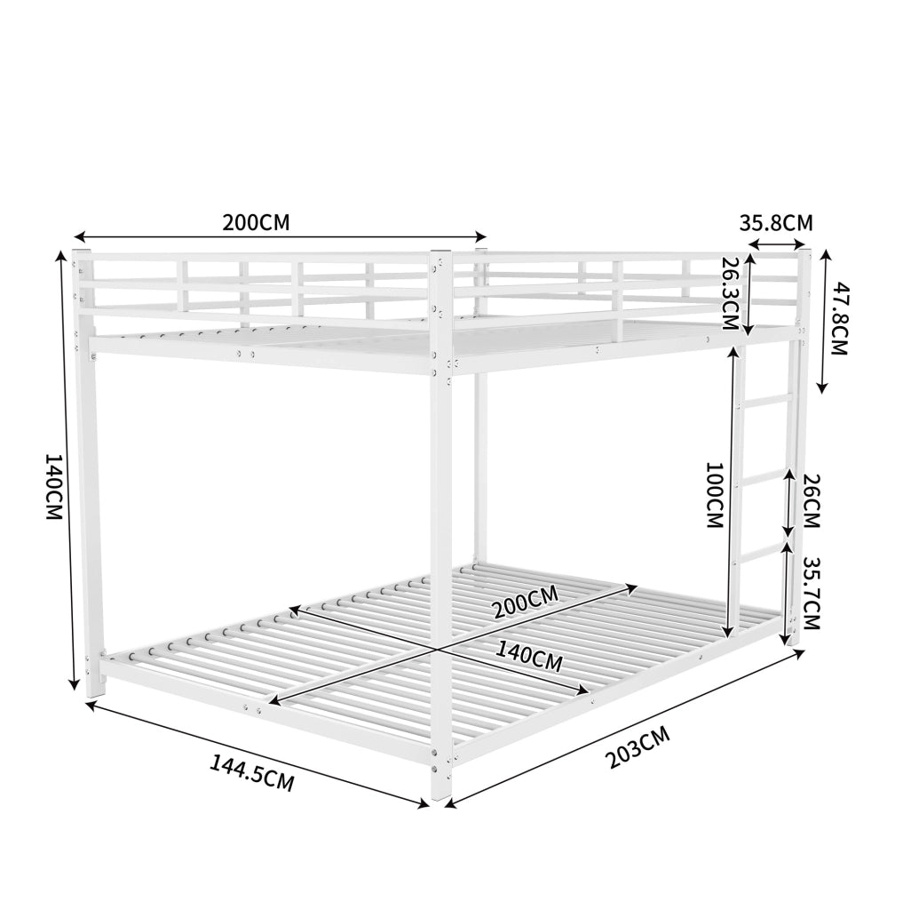 Letto a castello in metallo 140x200 cm bianco