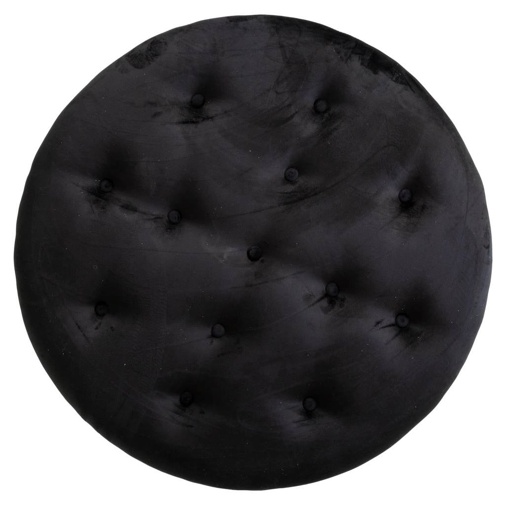 Sgabello rotonda in velluto nero e metallo argento d91,5x47h