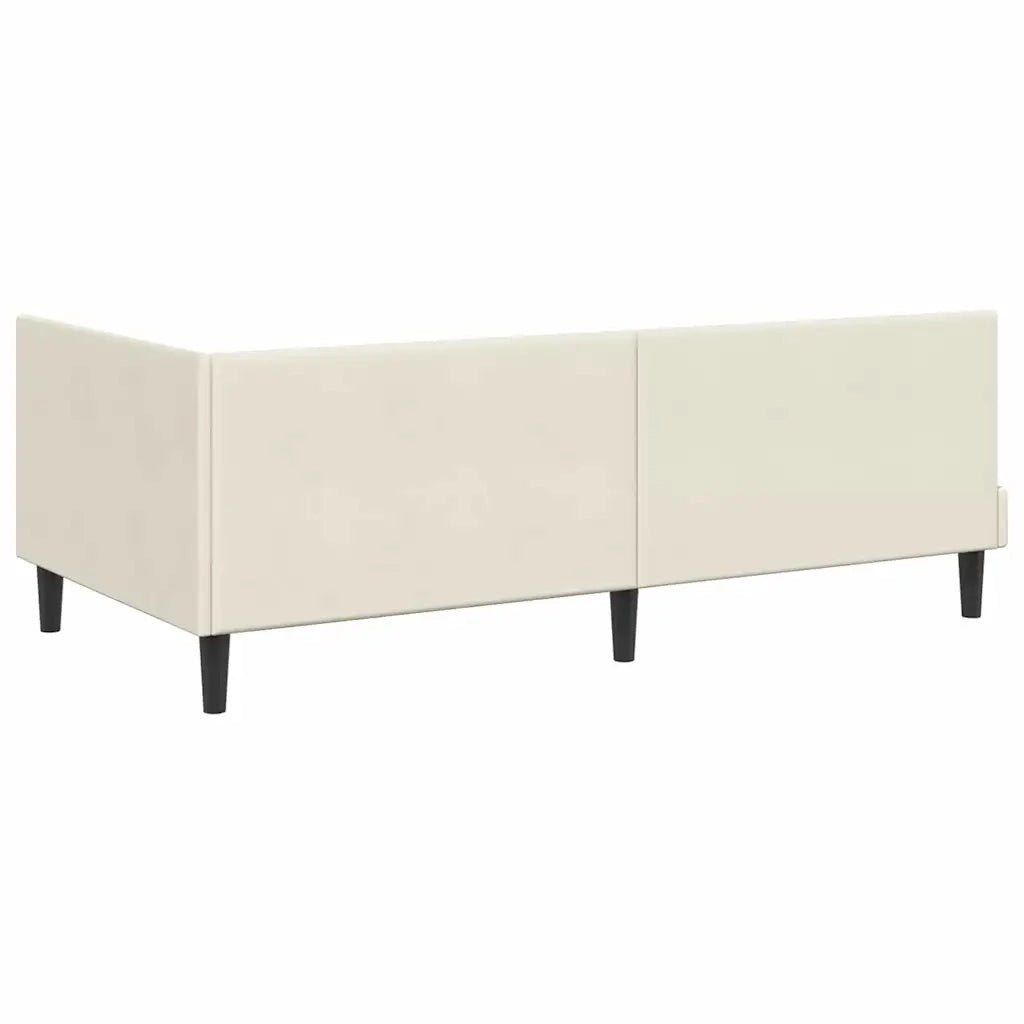 Cornice del letto ad angolo Crema 90 cm x 200 cm Velluto