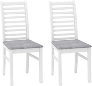 Set di 2 Sedie da Pranzo in Legno, Sedie da Cucina con Schienale Alto e Curvato, Seduta Imbottita e Gambe in Legno di Gomma, per Sala da Pranzo, Soggiorno e Ristorante