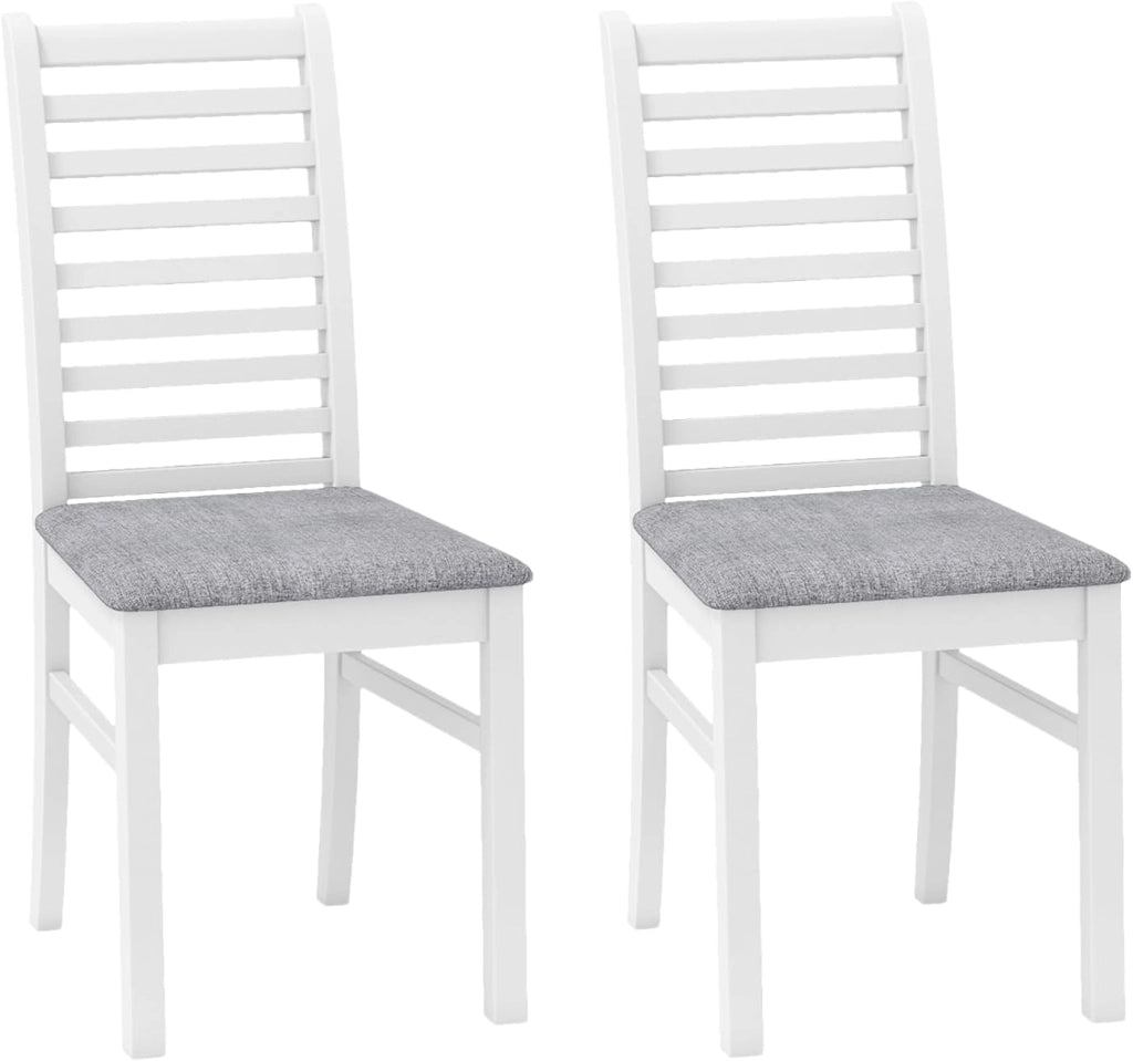 Set di 2 Sedie da Pranzo in Legno, Sedie da Cucina con Schienale Alto e Curvato, Seduta Imbottita e Gambe in Legno di Gomma, per Sala da Pranzo, Soggiorno e Ristorante