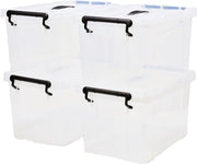 Set di archiviazione trasparente da 4 pezzi con coperchio e maniglia per casa e bagno - 35L, 53 x 39 x 25 cm