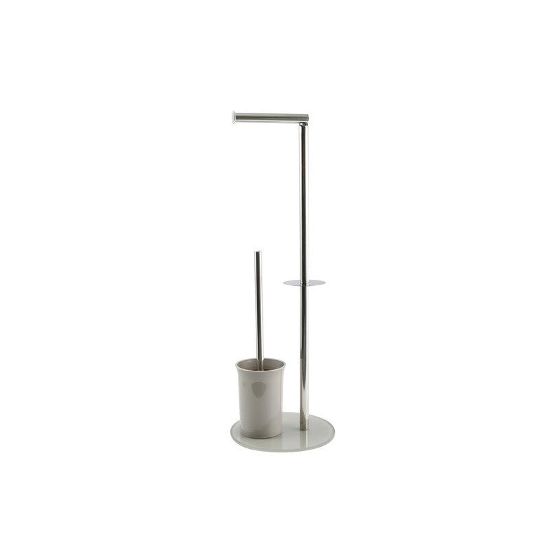 PIANTANA COLONNA ACCIAIO INOX PORTA SCOPINO BASE VETRO OVALE- Acciaio Inox Vetro Tortora- SPIRE- pezzi 1