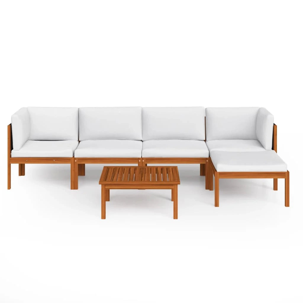 Set di mobili da giardino mobili da esterno 6 pezzi con cuscini color crema legno massello di acacia 02_0016749